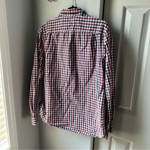 Old Navy Navy Maroon Checkered Classic Regular Fit Buttondown Dress Shirt - XL - Picture 5 of 5